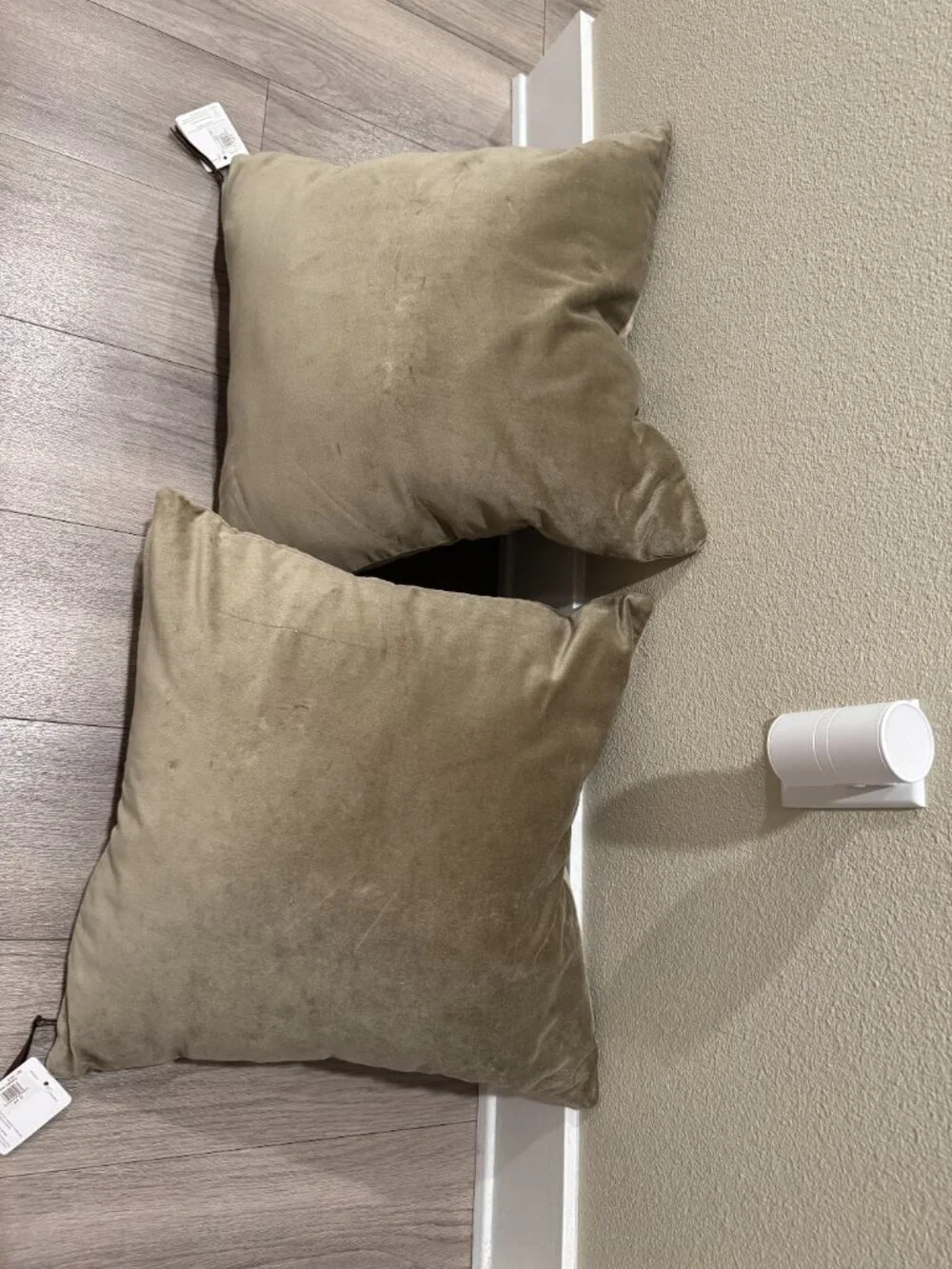 Pottery Barn Olive Green Velvet Throw Pillow Pair